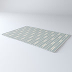 Minimalist Geo Chain Vertical  Block Stripe Pattern in Light Blue Gray and Cream Rug Gallery Image 3