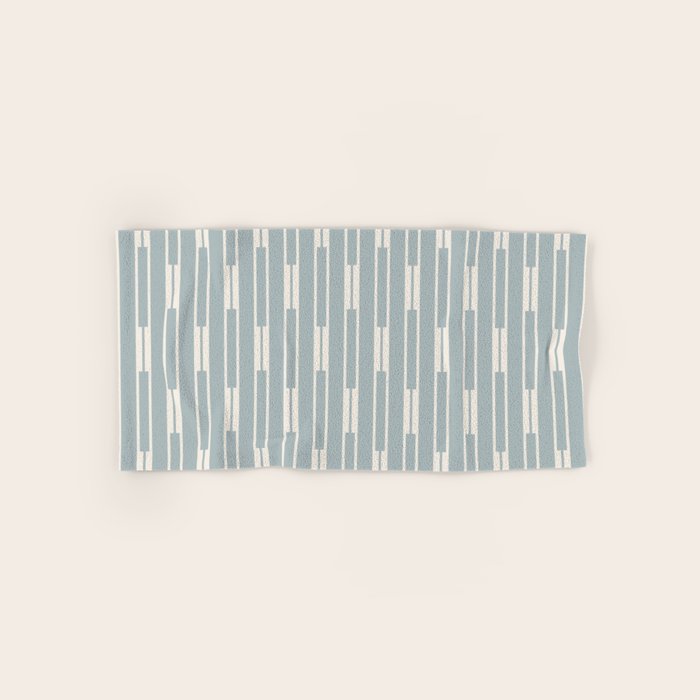 Minimalist Geo Chain Vertical  Block Stripe Pattern in Light Blue Gray and Cream Bath Towel Gallery Image 1