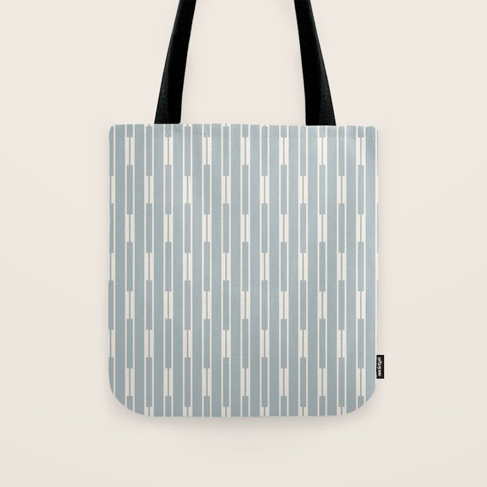 Minimalist Geo Chain Vertical  Block Stripe Pattern in Light Blue Gray and Cream Tote Bag Gallery Image 1