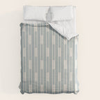 Minimalist Geo Chain Vertical  Block Stripe Pattern in Light Blue Gray and Cream Duvet Cover Gallery Image 6