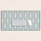 Minimalist Geo Chain Vertical  Block Stripe Pattern in Light Blue Gray and Cream Desk Mat Gallery Image 1