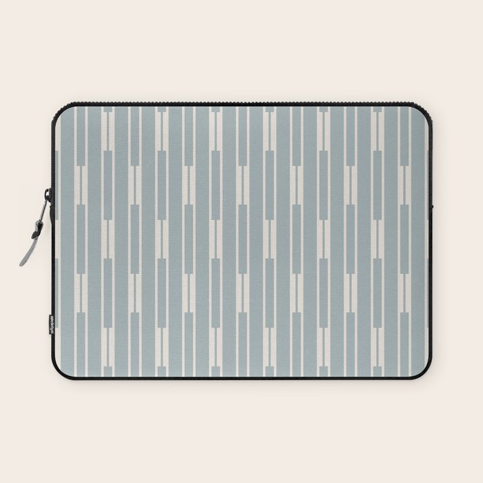 Minimalist Geo Chain Vertical  Block Stripe Pattern in Light Blue Gray and Cream Laptop Sleeve Gallery Image 1