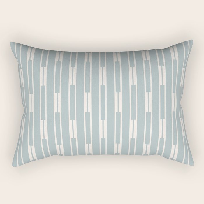 Minimalist Geo Chain Vertical  Block Stripe Pattern in Light Blue Gray and Cream Rectangular Pillow Gallery Image 1