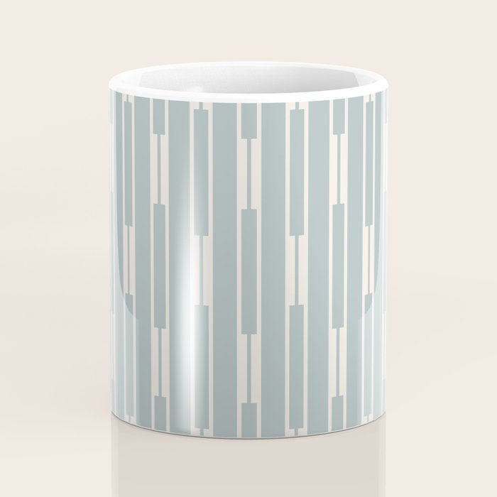 Minimalist Geo Chain Vertical  Block Stripe Pattern in Light Blue Gray and Cream Coffee Mug Gallery Image 4