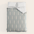Minimalist Geo Chain Vertical  Block Stripe Pattern in Light Blue Gray and Cream Comforter Gallery Image 6