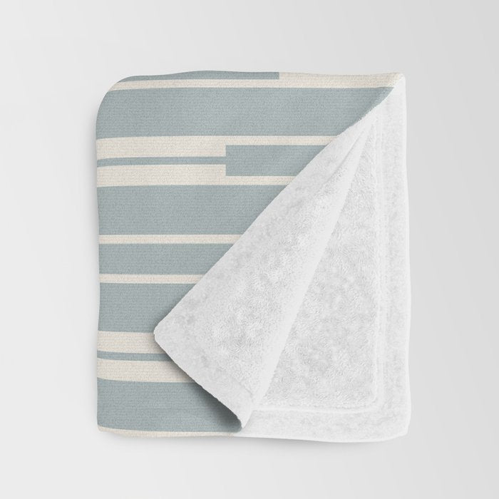 Minimalist Geo Chain Vertical  Block Stripe Pattern in Light Blue Gray and Cream Throw Blanket Gallery Image 3