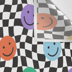 Colorful retro checkered happy face pattern Wall Tapestry Gallery Image 3