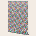 Colorful retro checkered happy face pattern Wallpaper Gallery Image 2