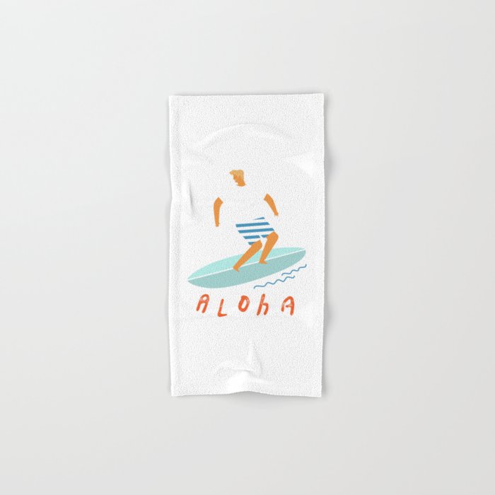 Surfer aloha poster Bath Towel Gallery Image 1