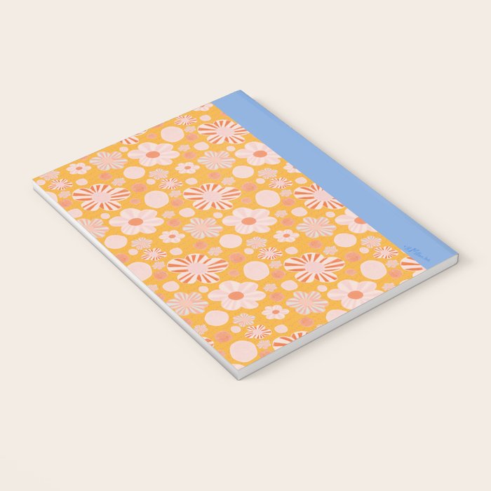 Pop Art Stripe Flowers in Retro Tangerine Notebook Gallery Image 3
