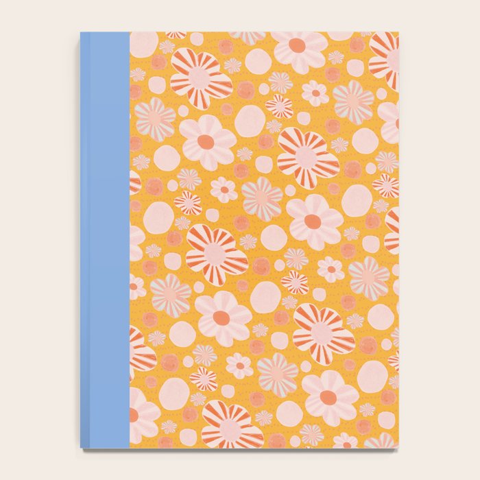 Pop Art Stripe Flowers in Retro Tangerine Notebook Gallery Image 4