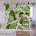 Blushing Leaves Watercolor Painting, Colorful Botanical Illustration, Tropical Modern Bohemian Wall Mural Gallery Image 1