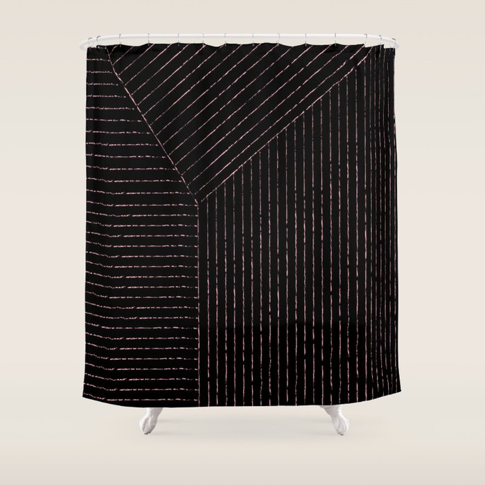 lines (black & pink) Shower Curtain Gallery Image 1