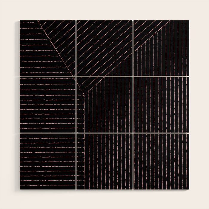lines (black & pink) Wood Wall Art Gallery Image 1