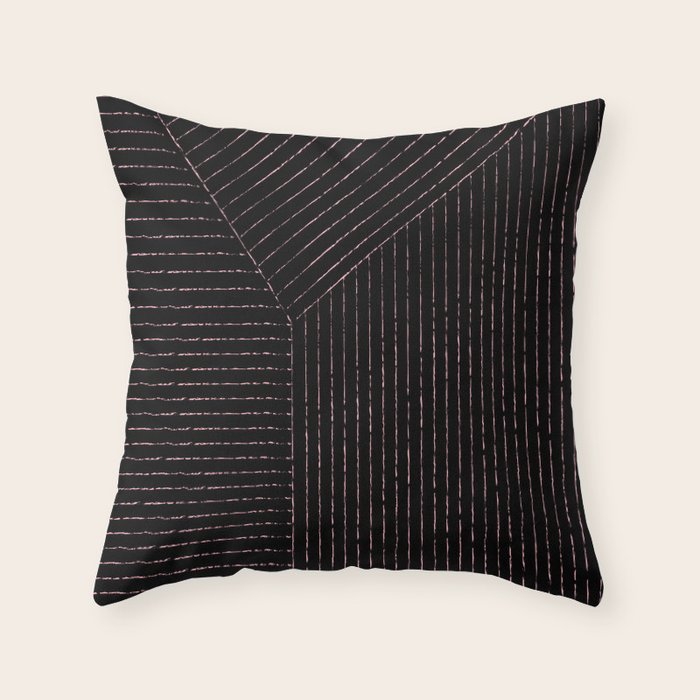 lines (black & pink) Throw Pillow Gallery Image 6