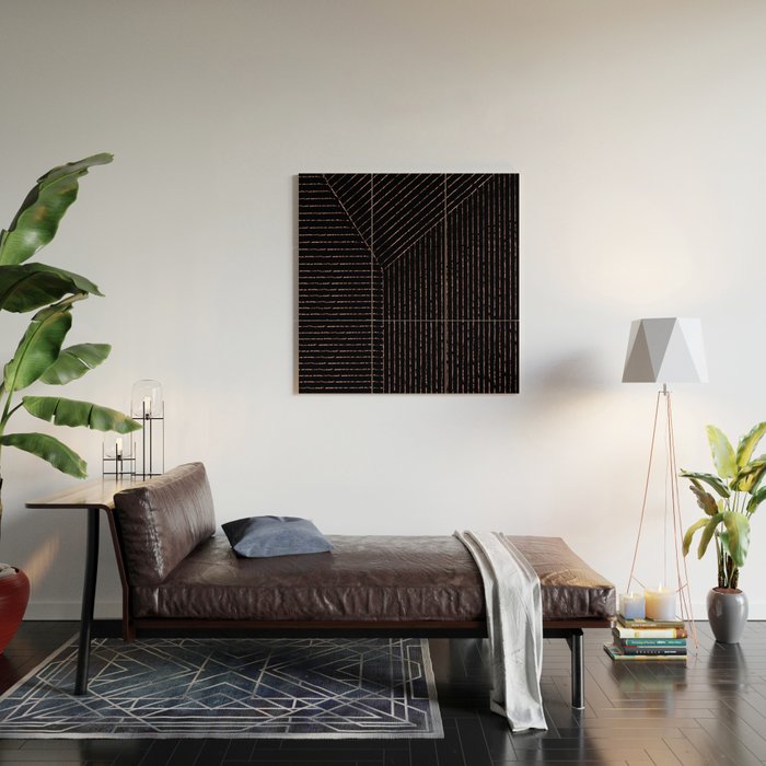 lines (black & pink) Wood Wall Art Gallery Image 2
