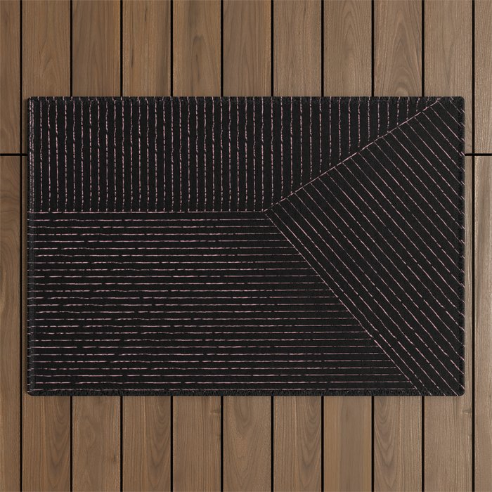 lines (black & pink) Outdoor Rug Gallery Image 1