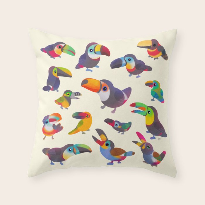 Toucan - pastel Throw Pillow Gallery Image 1
