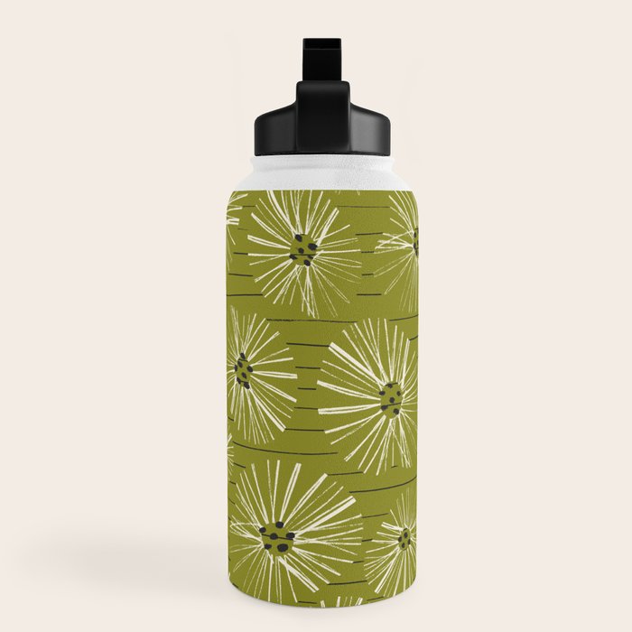 Retro Daisies: Musk Green Edition Water Bottle Gallery Image 3