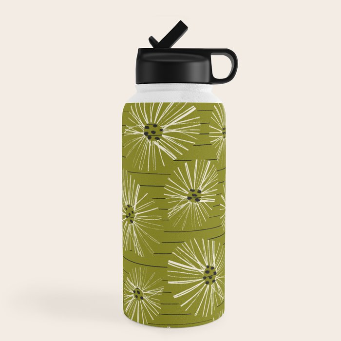 Retro Daisies: Musk Green Edition Water Bottle Gallery Image 4