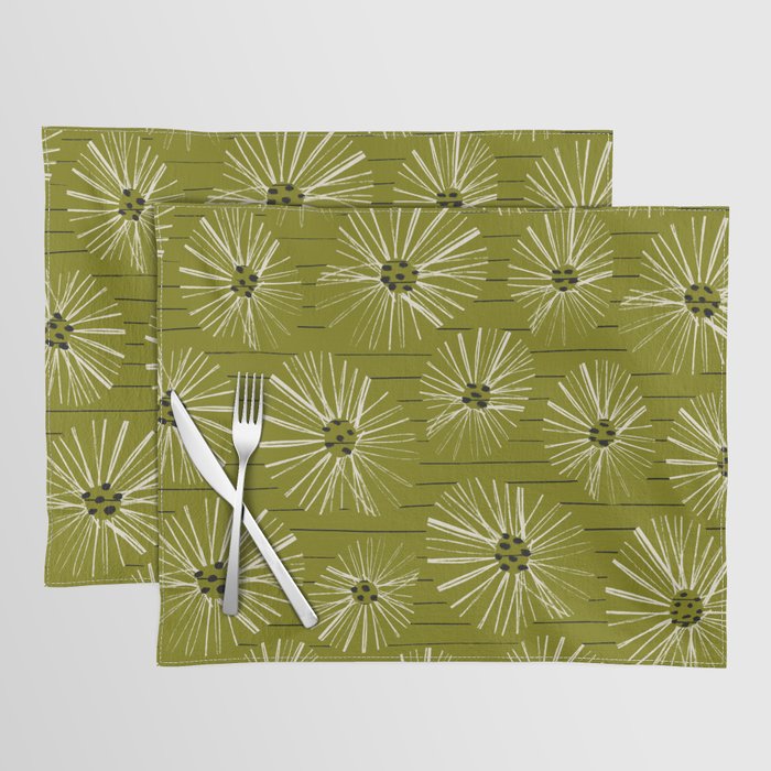 Retro Daisies: Musk Green Edition Placemat Gallery Image 1