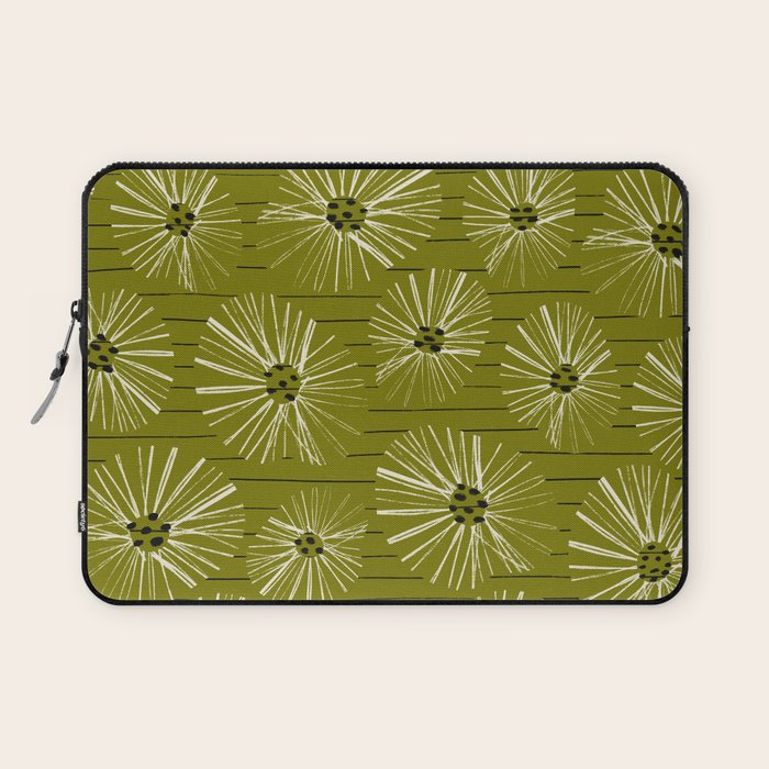 Retro Daisies: Musk Green Edition Laptop Sleeve Gallery Image 1