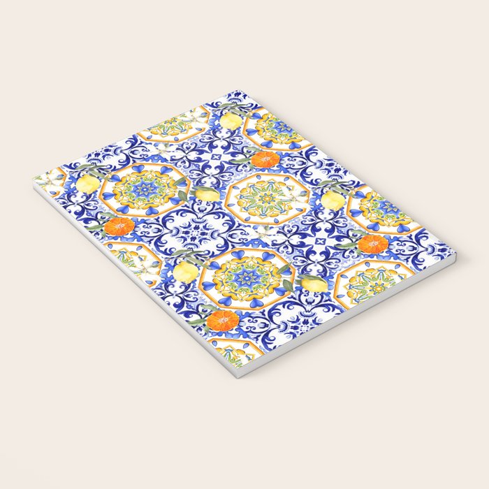 Majolica,summer,lemon,Sicilian style art Notebook Gallery Image 3