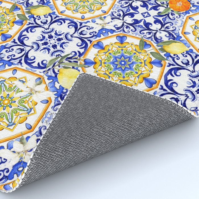 Majolica,summer,lemon,Sicilian style art Rug Gallery Image 4