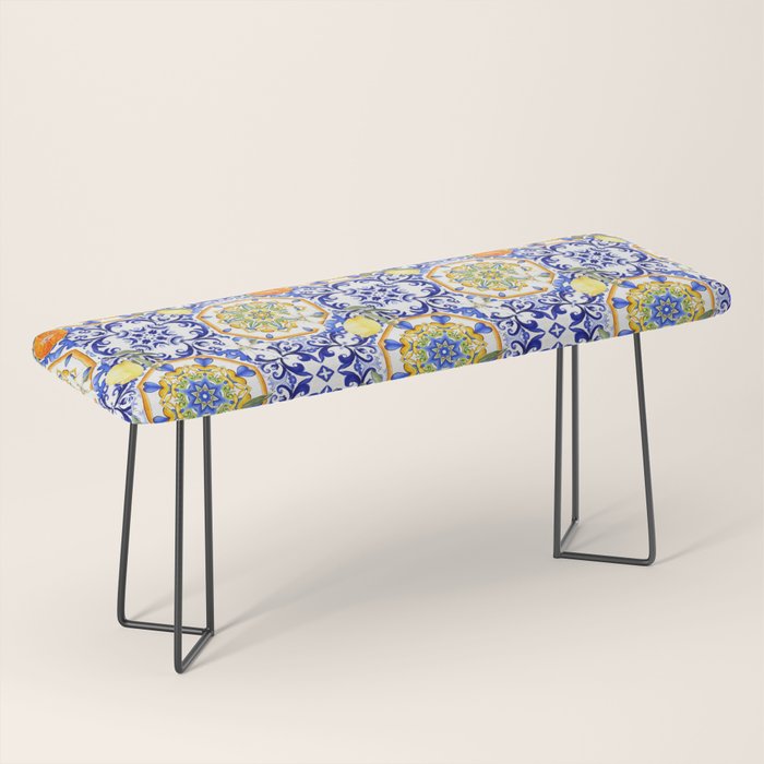 Majolica,summer,lemon,Sicilian style art Bench Gallery Image 1