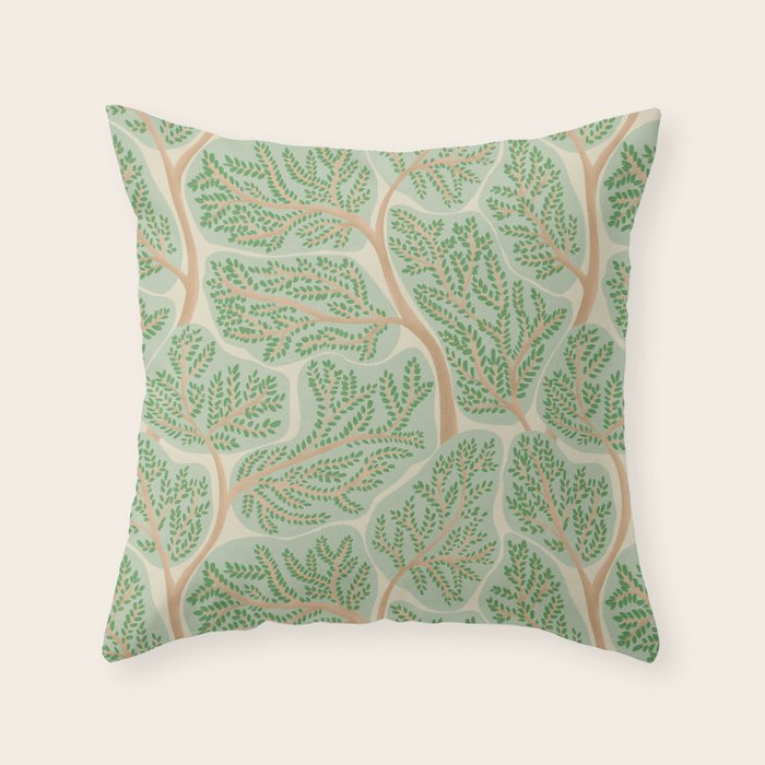 Puzzle trees winding pattern Throw Pillow Gallery Image 1