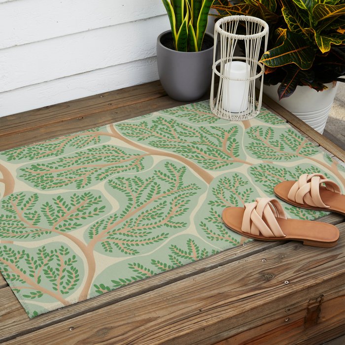 Puzzle trees winding pattern Outdoor Rug Gallery Image 2