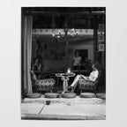 Morning coffee in a cafe - Black and white street photography Poster Gallery Image 4