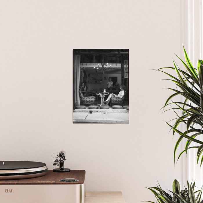Morning coffee in a cafe - Black and white street photography Poster Gallery Image 2