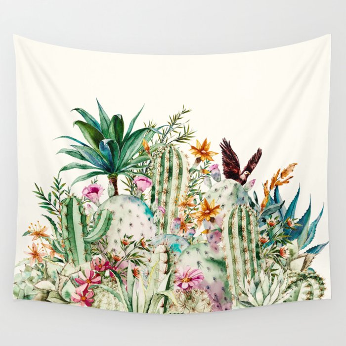 Blooming in the cactus Wall Tapestry Gallery Image 4