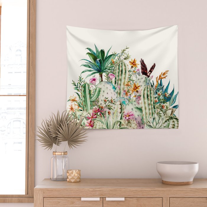 Blooming in the cactus Wall Tapestry Gallery Image 2