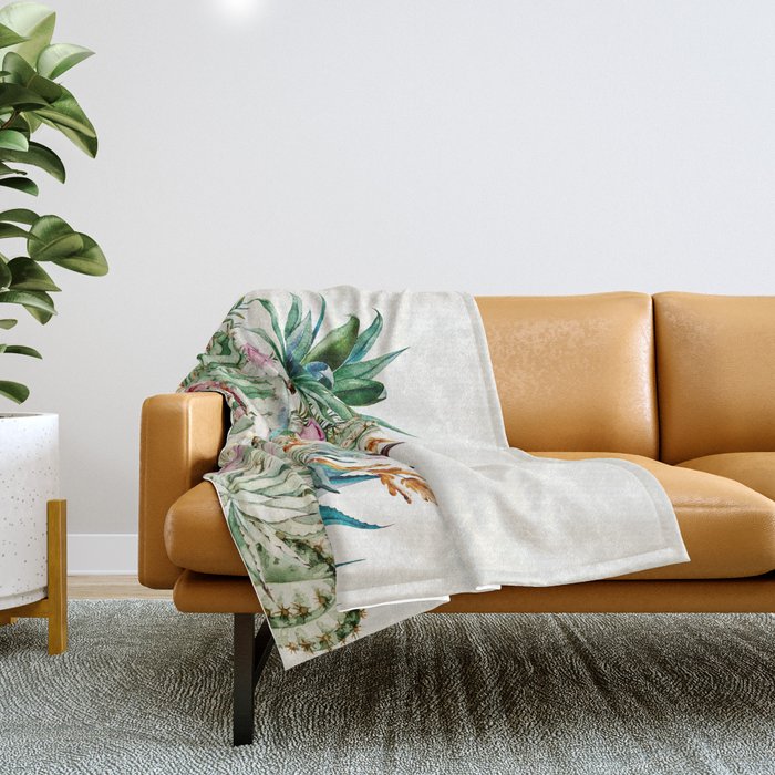 Blooming in the cactus Throw Blanket Gallery Image 1