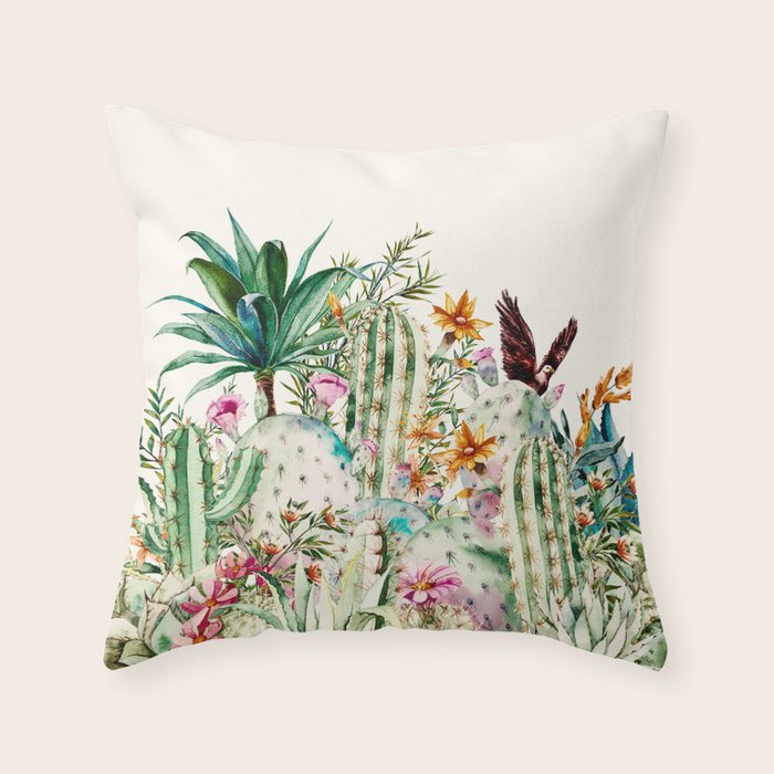 Blooming in the cactus Throw Pillow Gallery Image 6