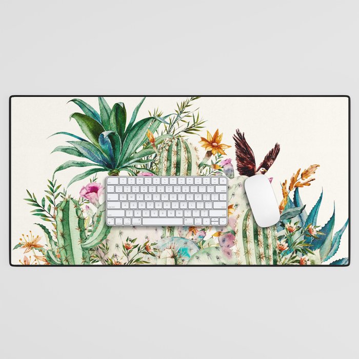 Blooming in the cactus Desk Mat Gallery Image 1