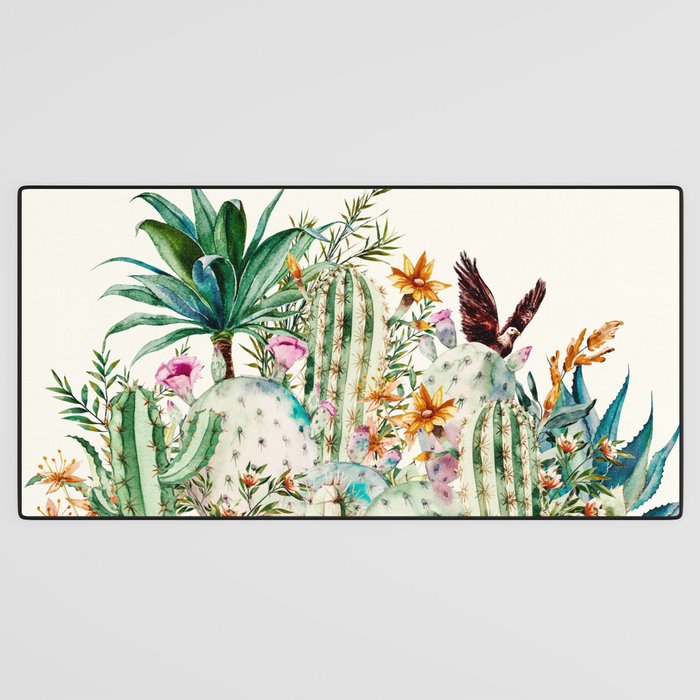 Blooming in the cactus Desk Mat Gallery Image 3