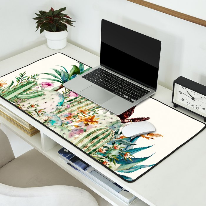 Blooming in the cactus Desk Mat Gallery Image 2