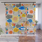 Weather Sun Clouds Rain Pattern #childrendecor #kidspattern Wall Mural Gallery Image 1