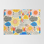Weather Sun Clouds Rain Pattern #childrendecor #kidspattern Rug Gallery Image 2