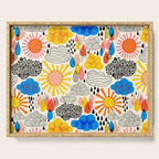 Weather Sun Clouds Rain Pattern #childrendecor #kidspattern Serving Tray Gallery Image 1
