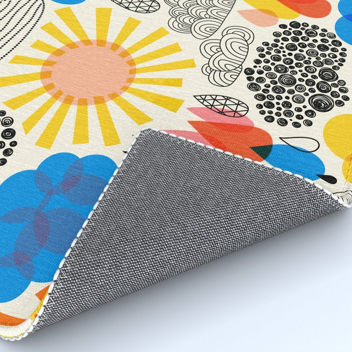 Weather Sun Clouds Rain Pattern #childrendecor #kidspattern Rug Gallery Image 4