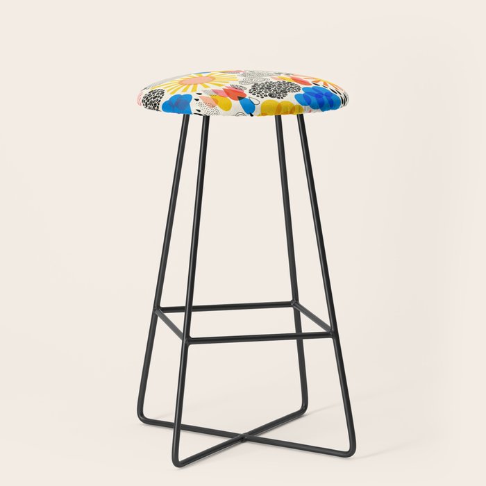 Weather Sun Clouds Rain Pattern #childrendecor #kidspattern Stool Gallery Image 1