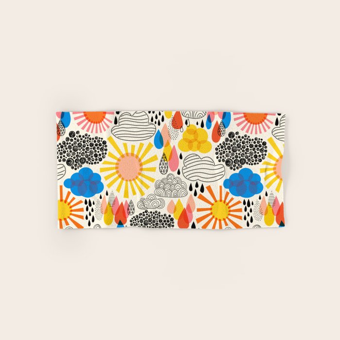 Weather Sun Clouds Rain Pattern #childrendecor #kidspattern Bath Towel Gallery Image 1