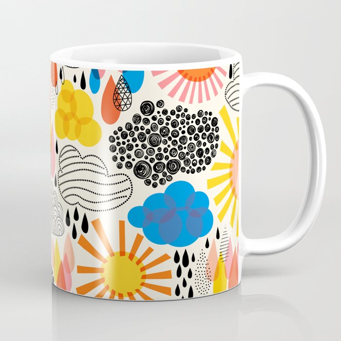 Weather Sun Clouds Rain Pattern #childrendecor #kidspattern Coffee Mug Gallery Image 1