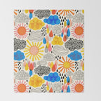 Weather Sun Clouds Rain Pattern #childrendecor #kidspattern Throw Blanket Gallery Image 2