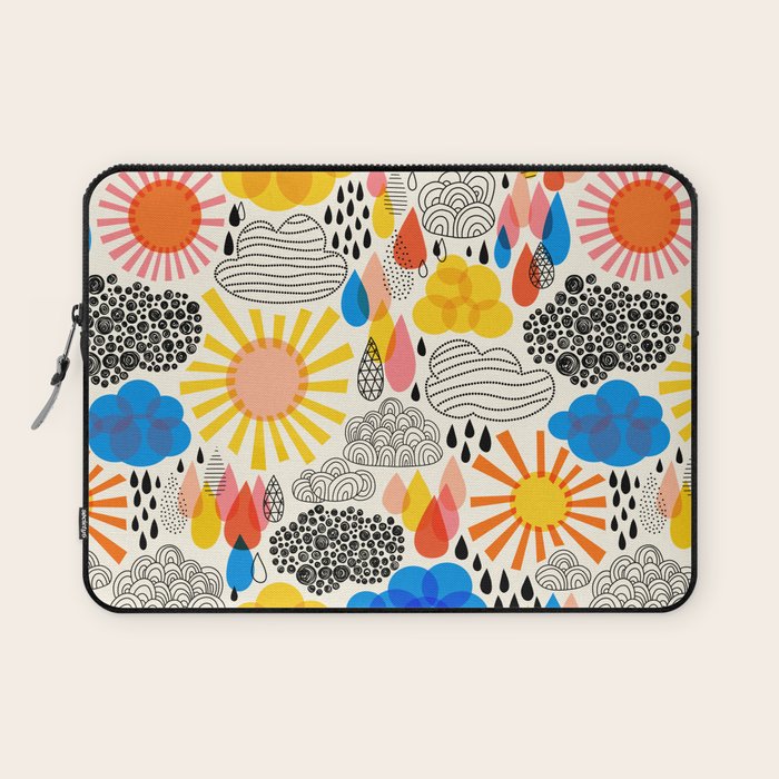 Weather Sun Clouds Rain Pattern #childrendecor #kidspattern Laptop Sleeve Gallery Image 1