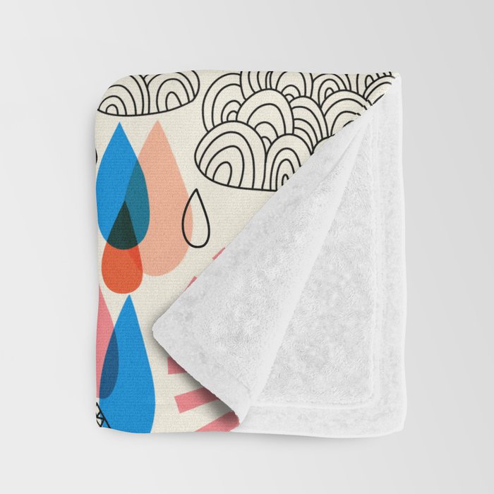 Weather Sun Clouds Rain Pattern #childrendecor #kidspattern Throw Blanket Gallery Image 3